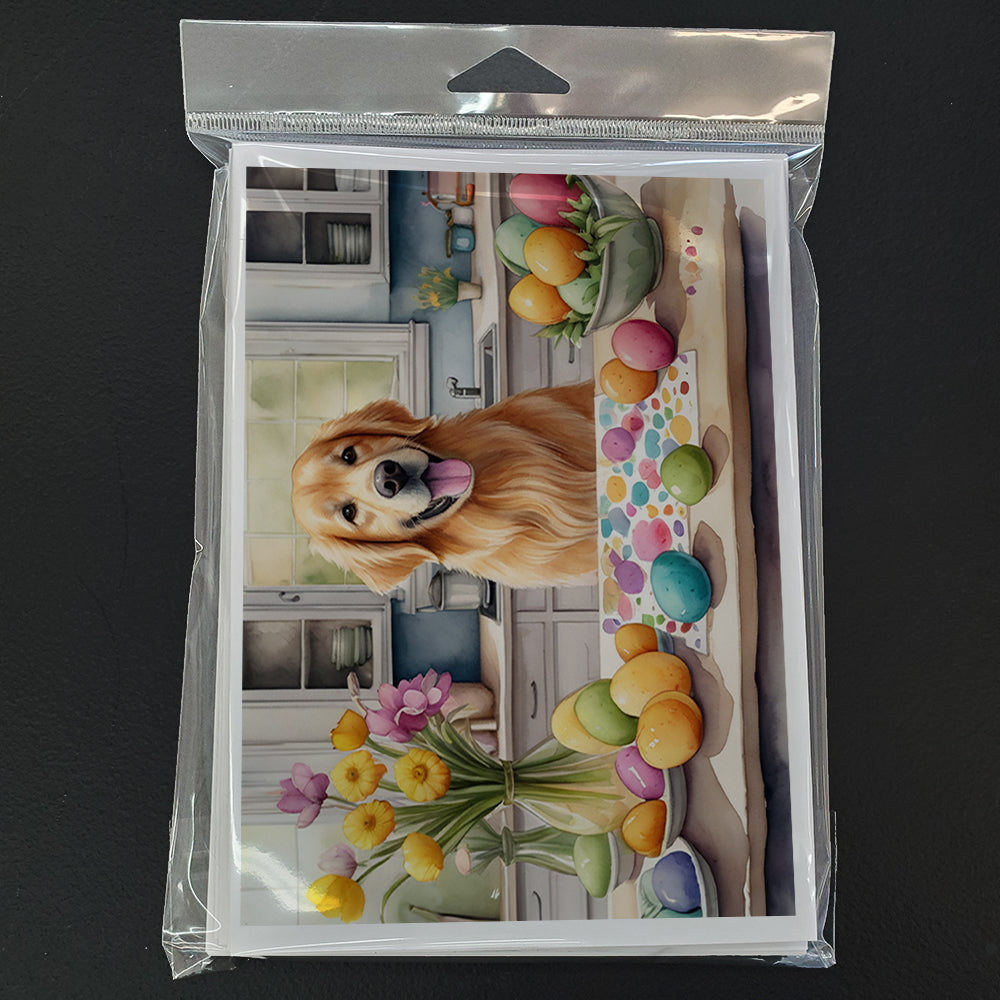 Decorating Easter Golden Retriever Greeting Cards Pack of 8