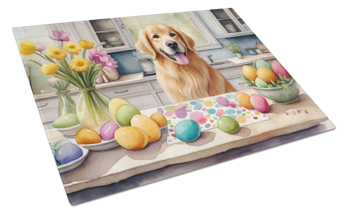 Buy this Decorating Easter Golden Retriever Glass Cutting Board