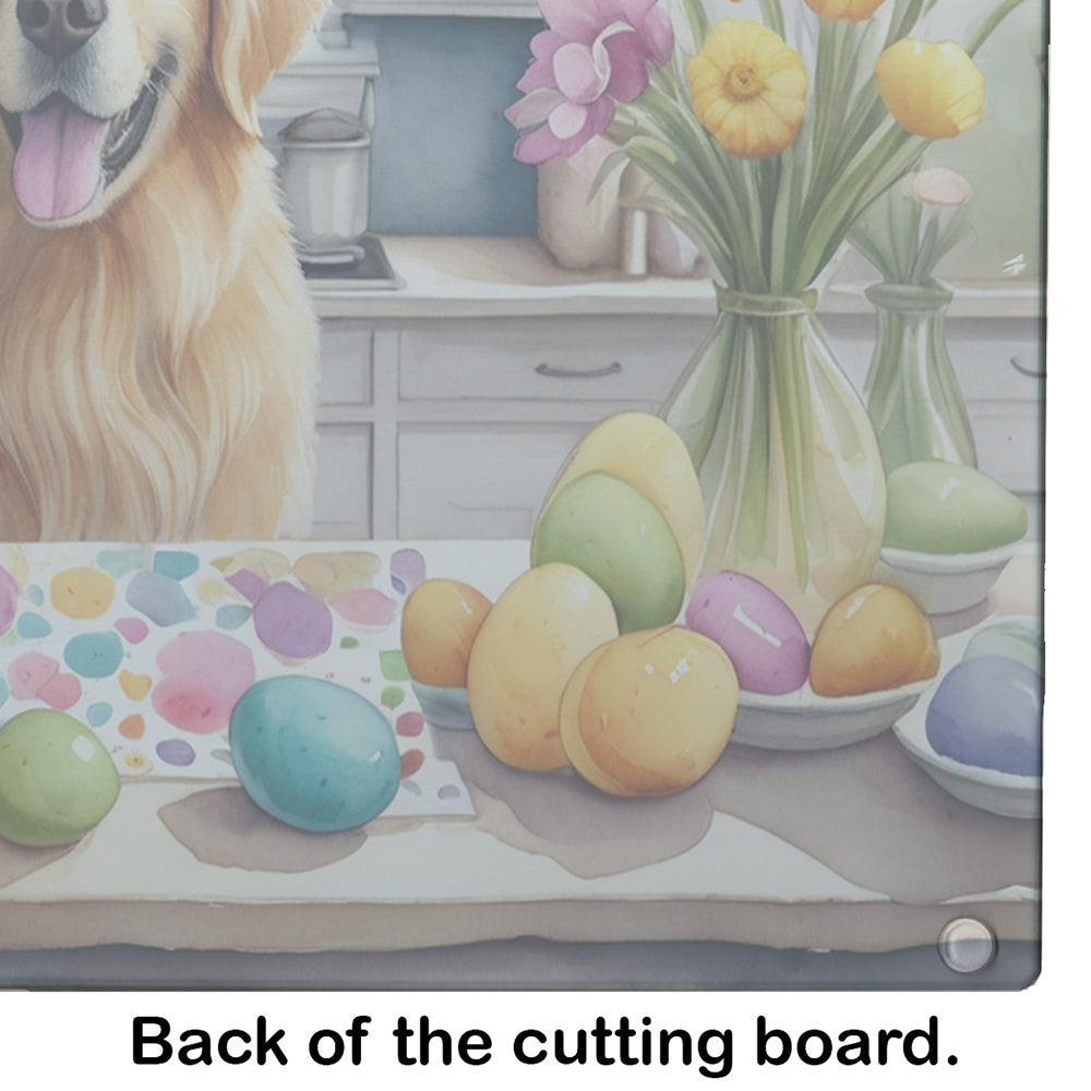 Decorating Easter Golden Retriever Glass Cutting Board