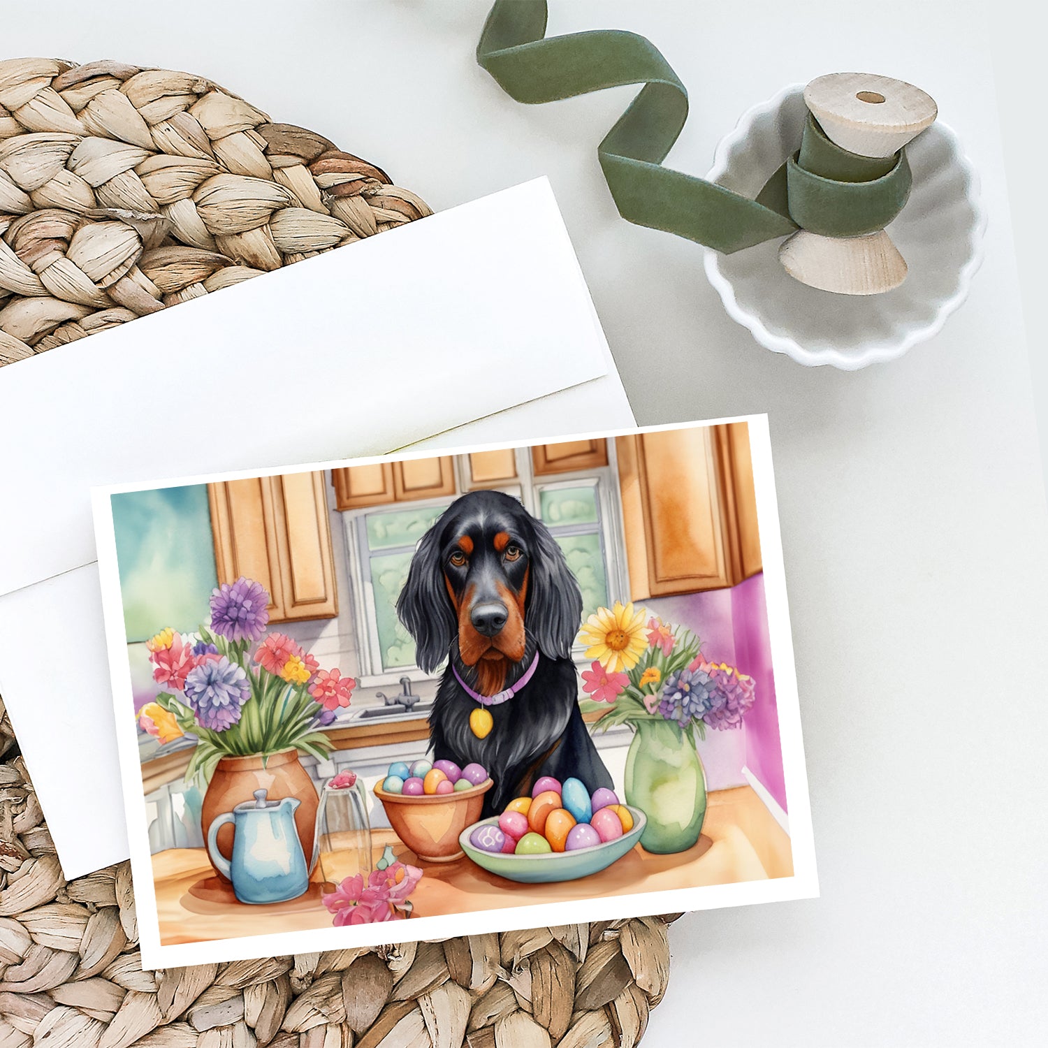 Buy this Decorating Easter Gordon Setter Greeting Cards Pack of 8