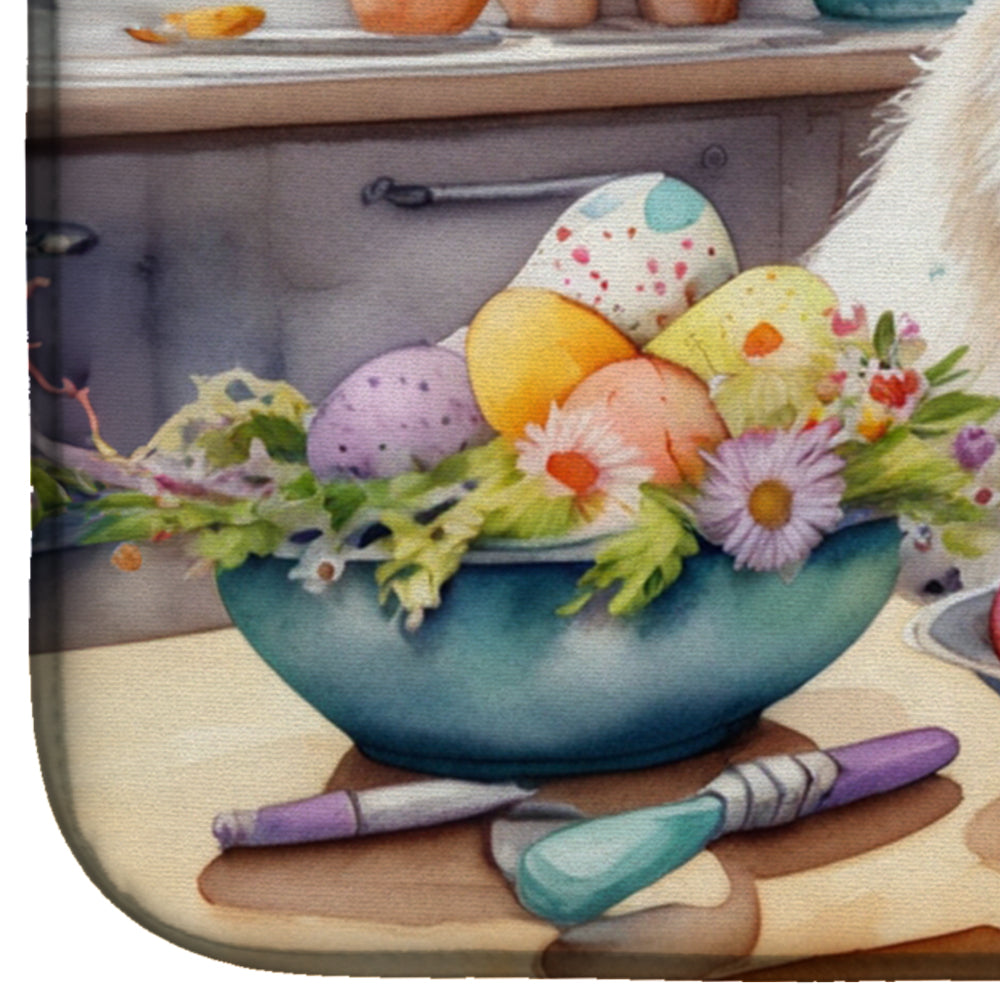 Decorating Easter Great Pyrenees Dish Drying Mat