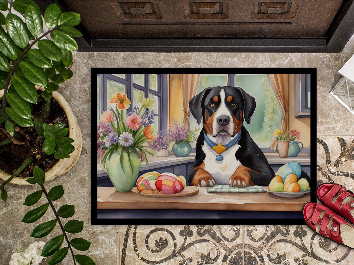 Caroline's Treasures Decorating Easter Greater Swiss Mountain Dog Doormat