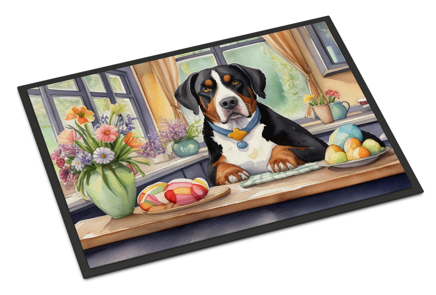Caroline's Treasures Decorating Easter Greater Swiss Mountain Dog Doormat