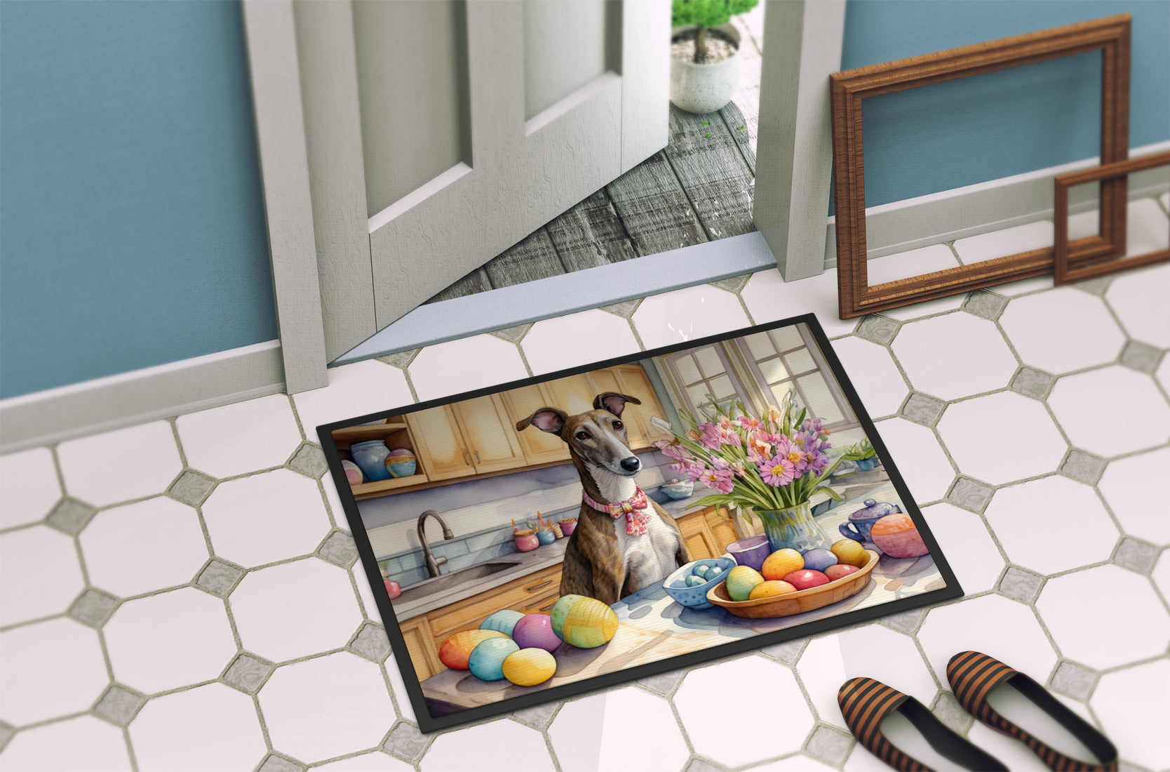 Decorating Easter Greyhound Doormat