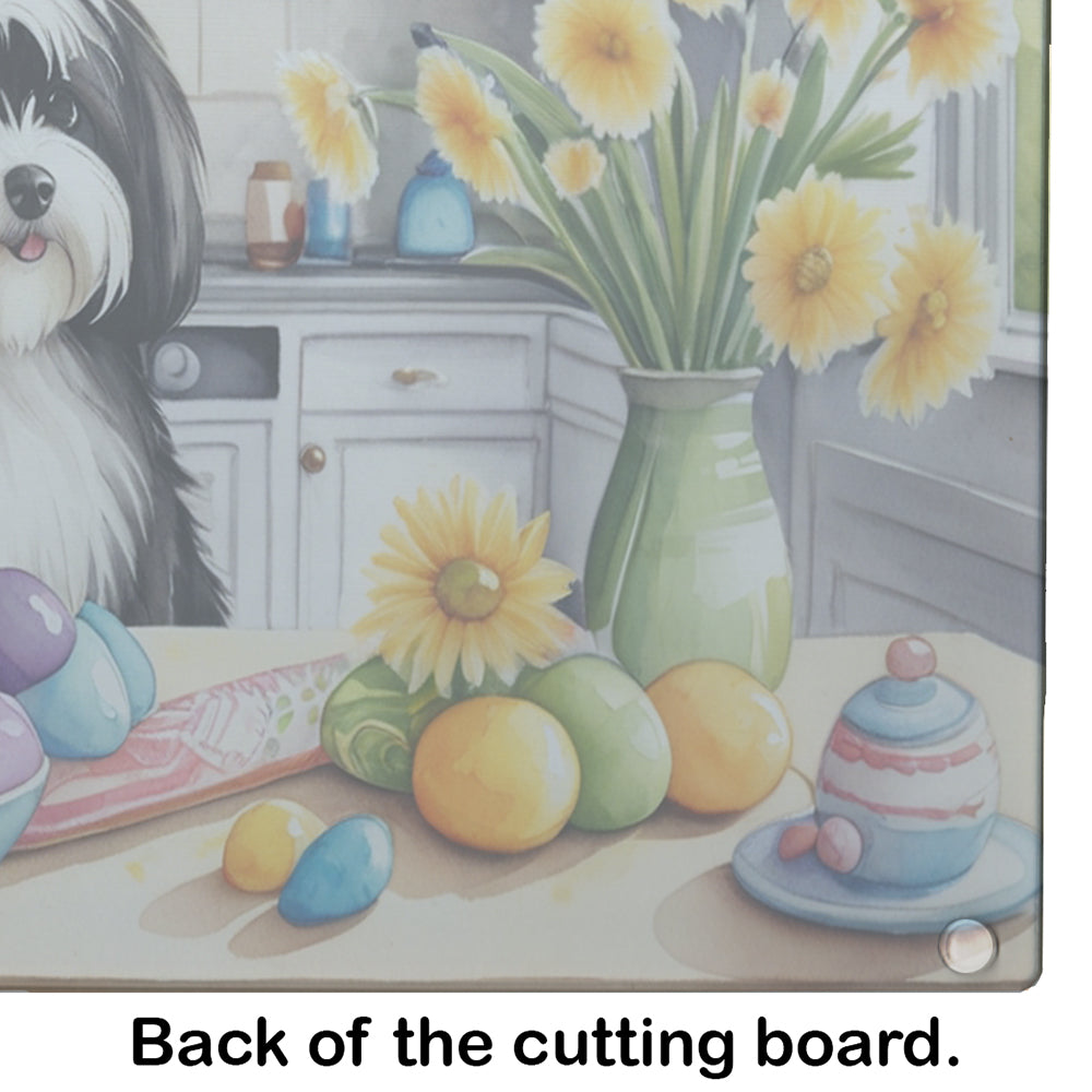 Decorating Easter Havanese Glass Cutting Board