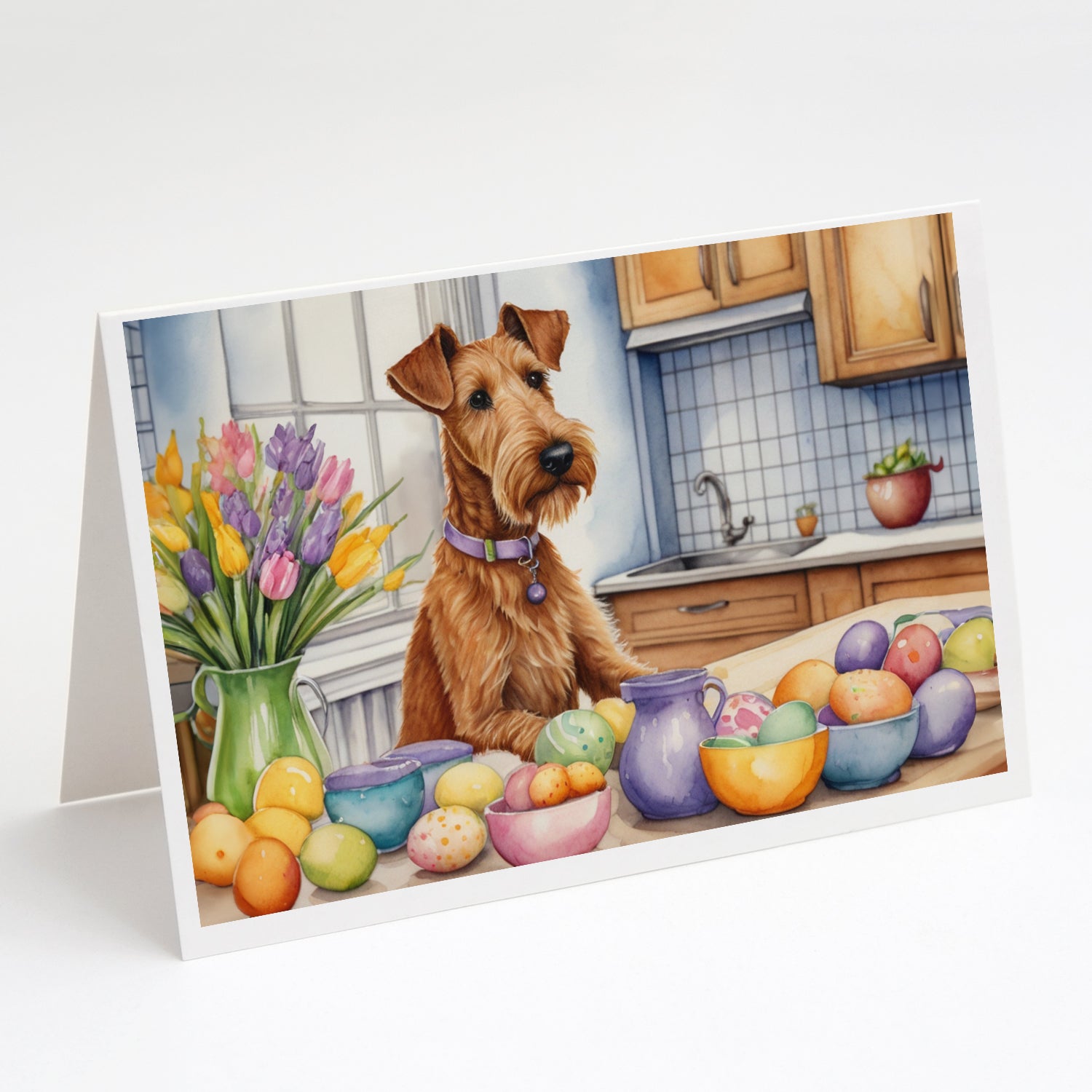 Buy this Decorating Easter Irish Terrier Greeting Cards Pack of 8