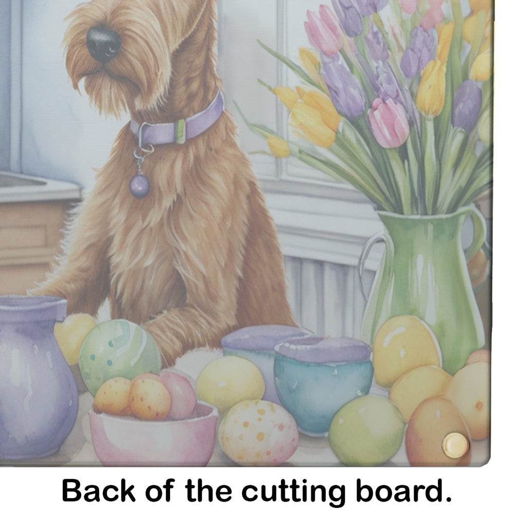 Decorating Easter Irish Terrier Glass Cutting Board