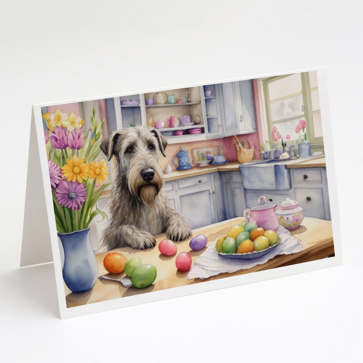 Buy this Decorating Easter Irish Wolfhound Greeting Cards Pack of 8