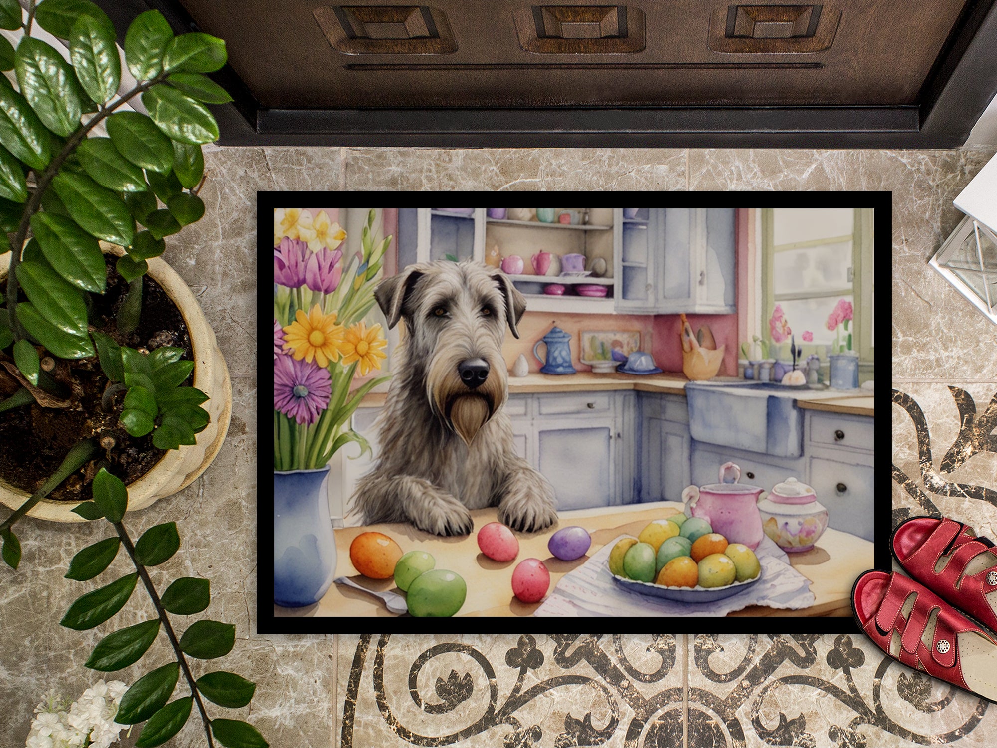 Decorating Easter Irish Wolfhound Doormat