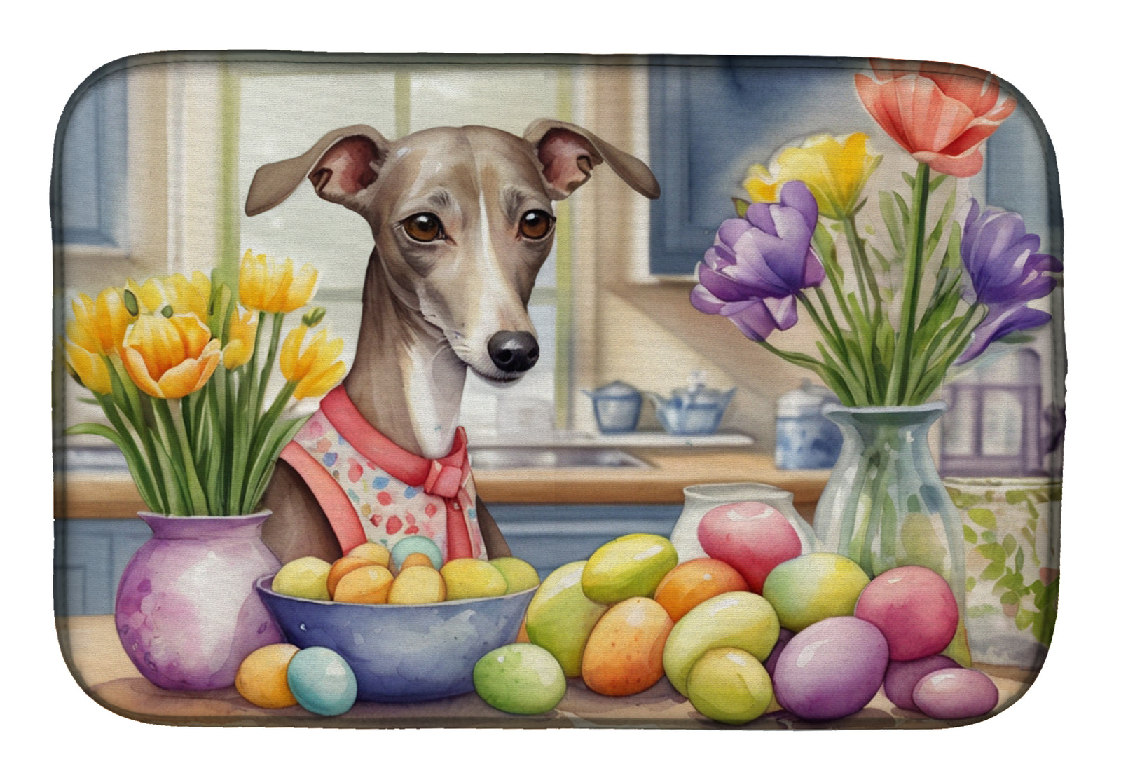 Buy this Decorating Easter Italian Greyhound Dish Drying Mat