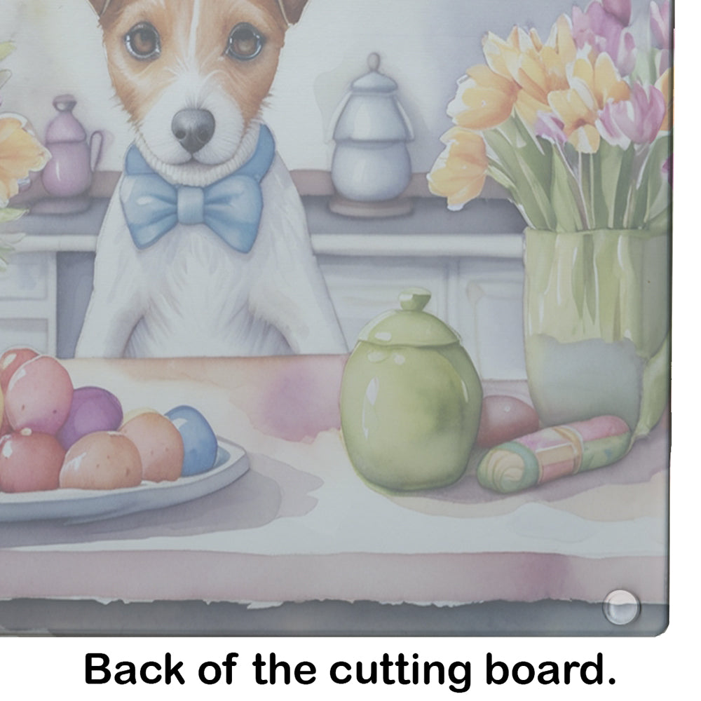 Decorating Easter Jack Russell Terrier Glass Cutting Board