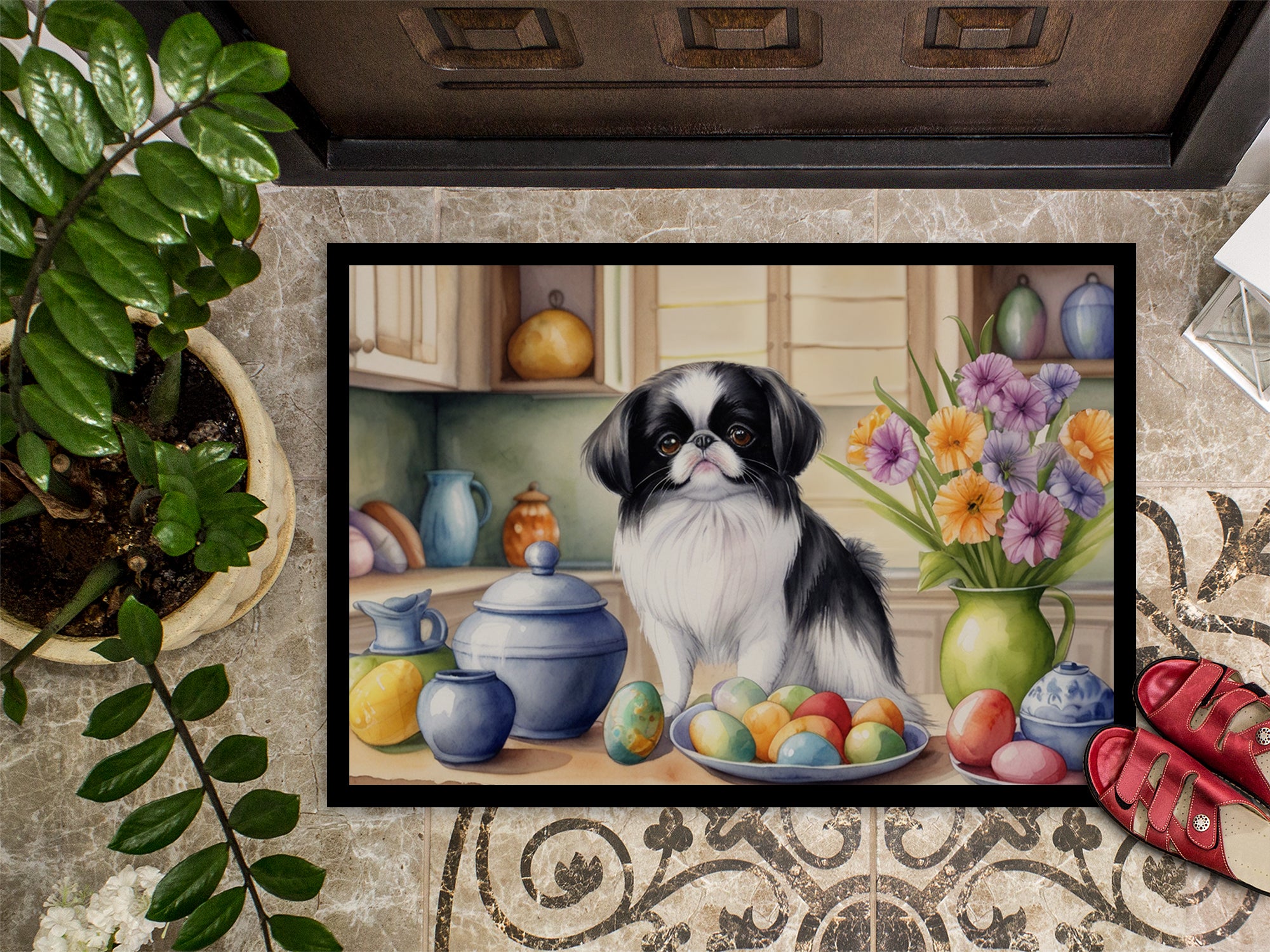 Decorating Easter Japanese Chin Doormat