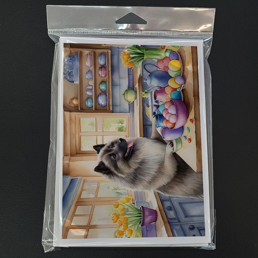 Decorating Easter Keeshond Greeting Cards Pack of 8
