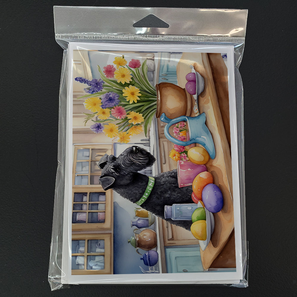 Decorating Easter Kerry Blue Terrier Greeting Cards Pack of 8