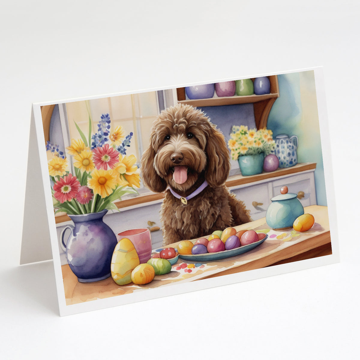 Buy this Decorating Easter Labradoodle Greeting Cards Pack of 8