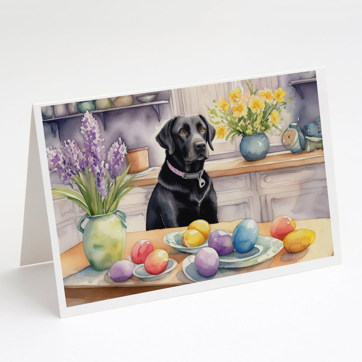 Buy this Decorating Easter Black Labrador Retriever Greeting Cards Pack of 8