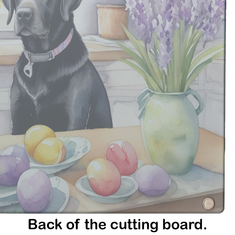 Decorating Easter Black Labrador Retriever Glass Cutting Board