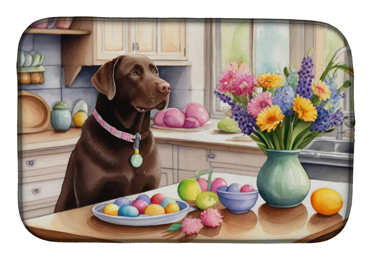 Buy this Decorating Easter Chocolate Labrador Retriever Dish Drying Mat