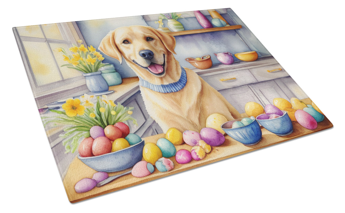 Buy this Decorating Easter Yellow Labrador Retriever Glass Cutting Board