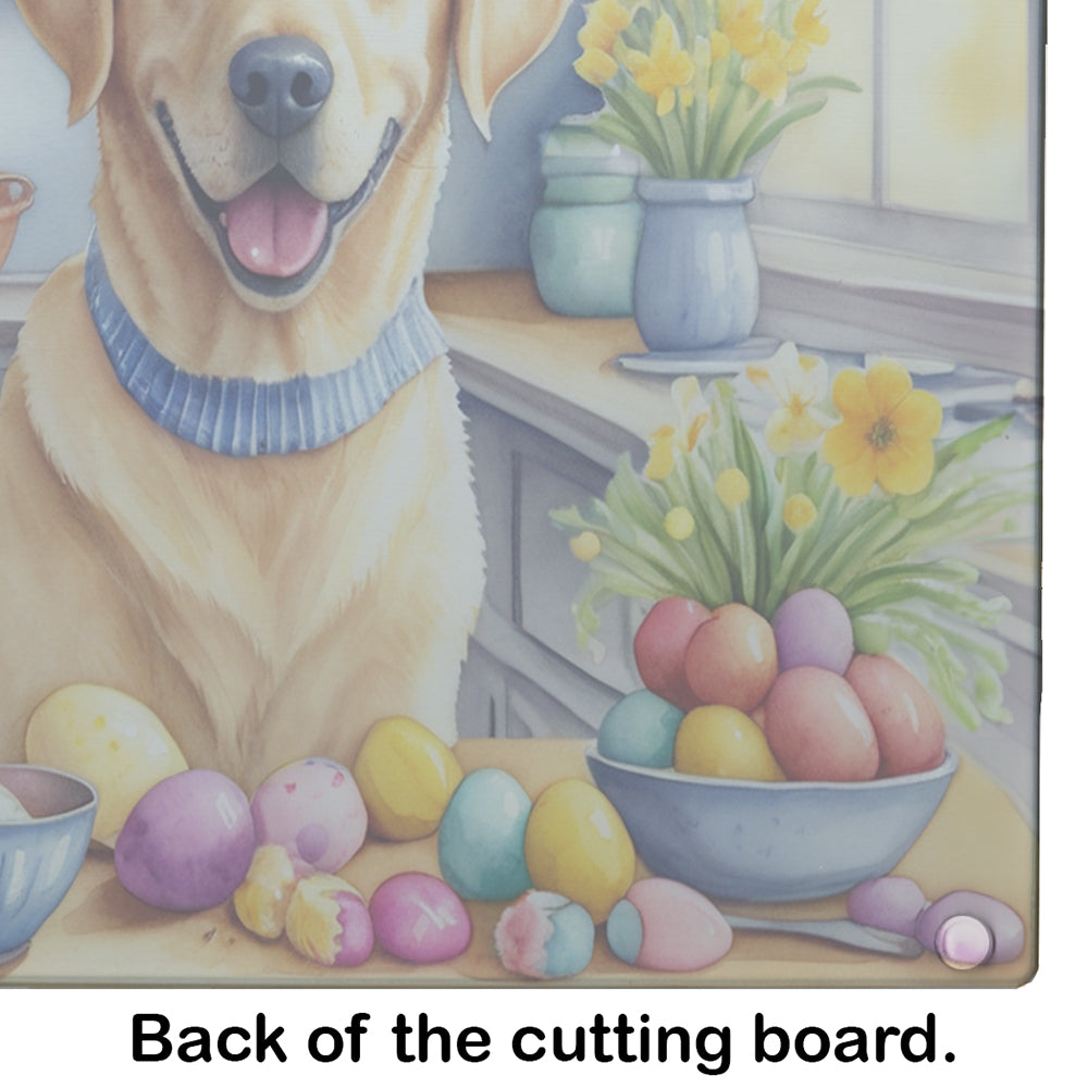Decorating Easter Yellow Labrador Retriever Glass Cutting Board