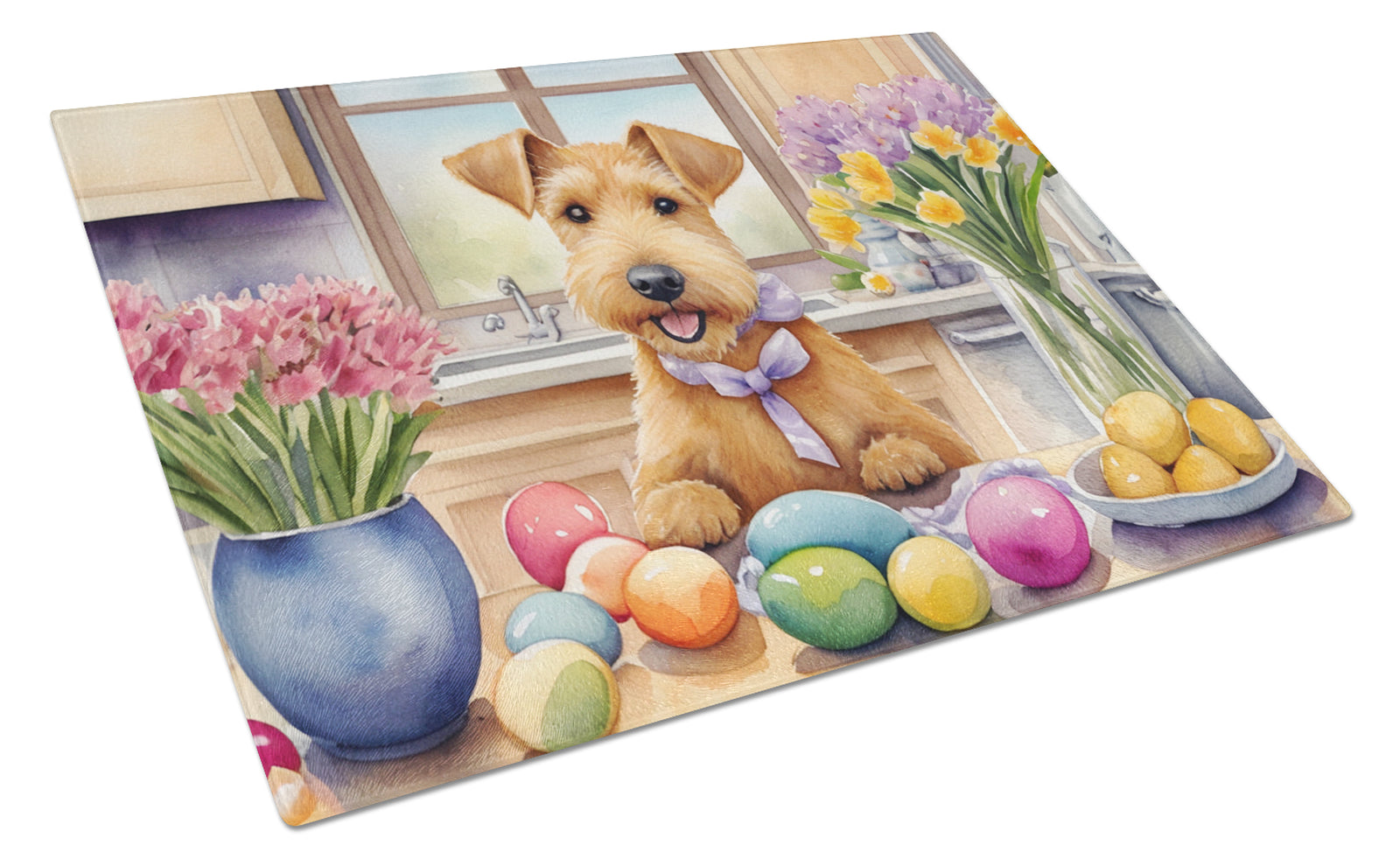 Buy this Decorating Easter Lakeland Terrier Glass Cutting Board