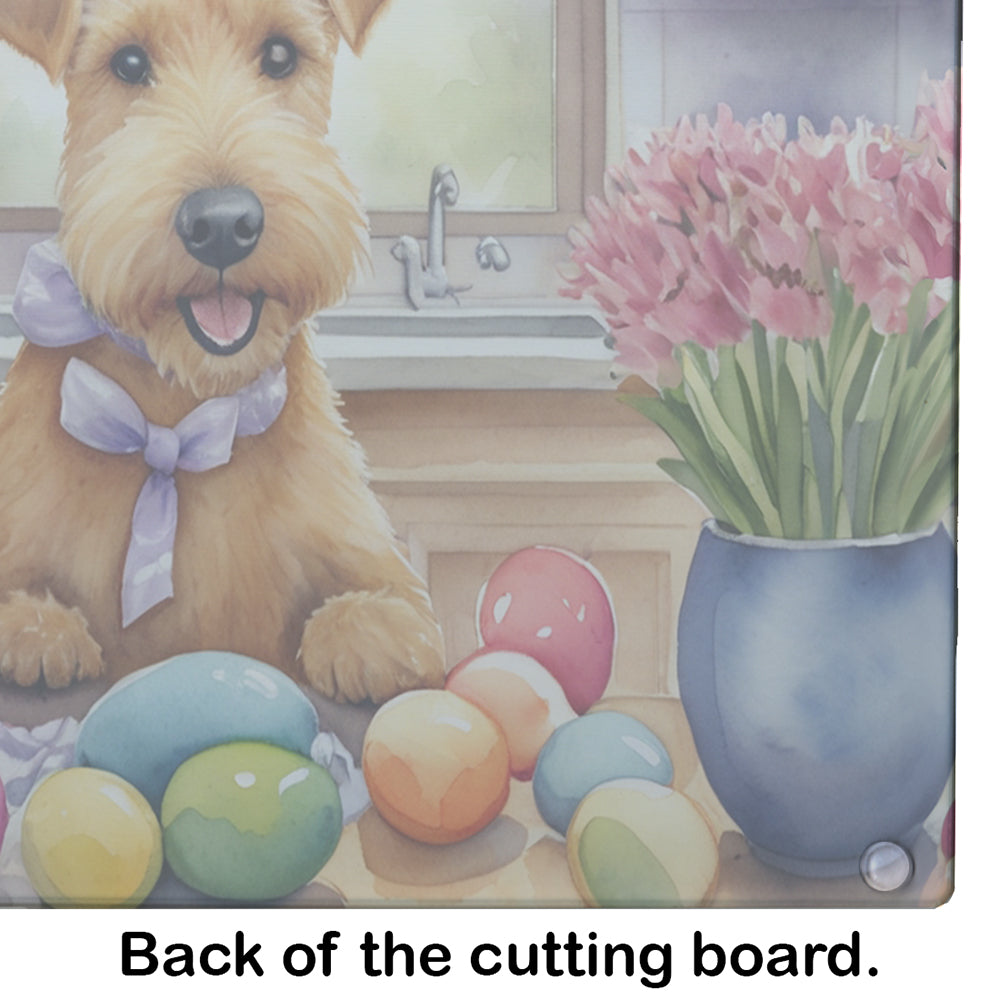 Decorating Easter Lakeland Terrier Glass Cutting Board