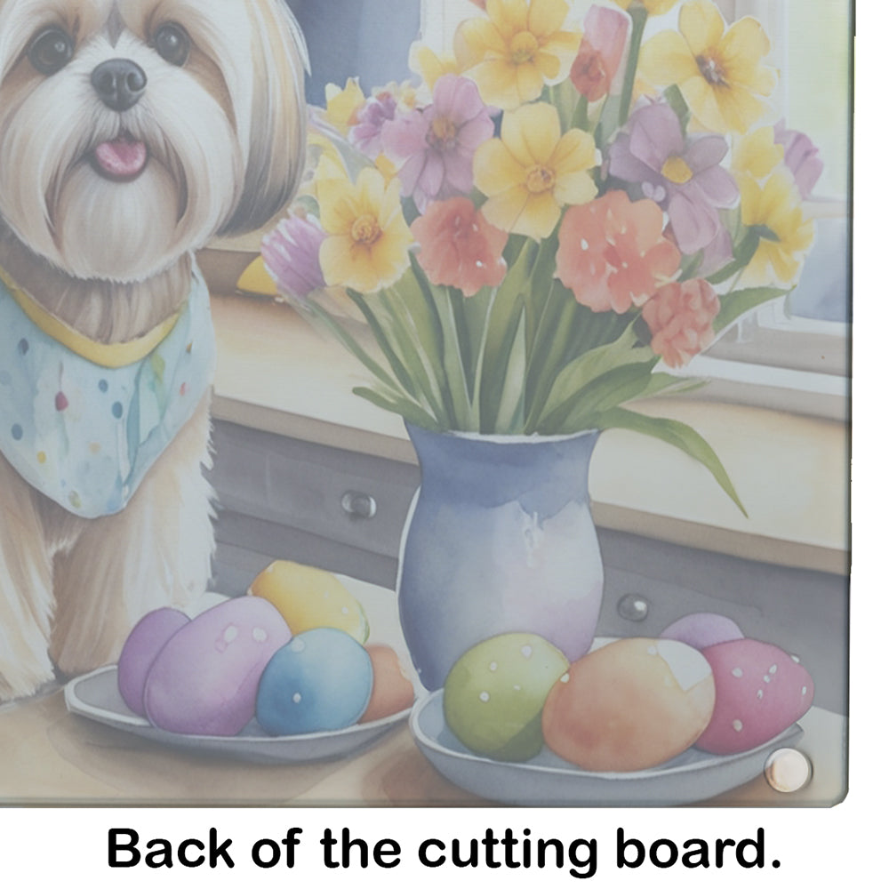 Decorating Easter Lhasa Apso Glass Cutting Board
