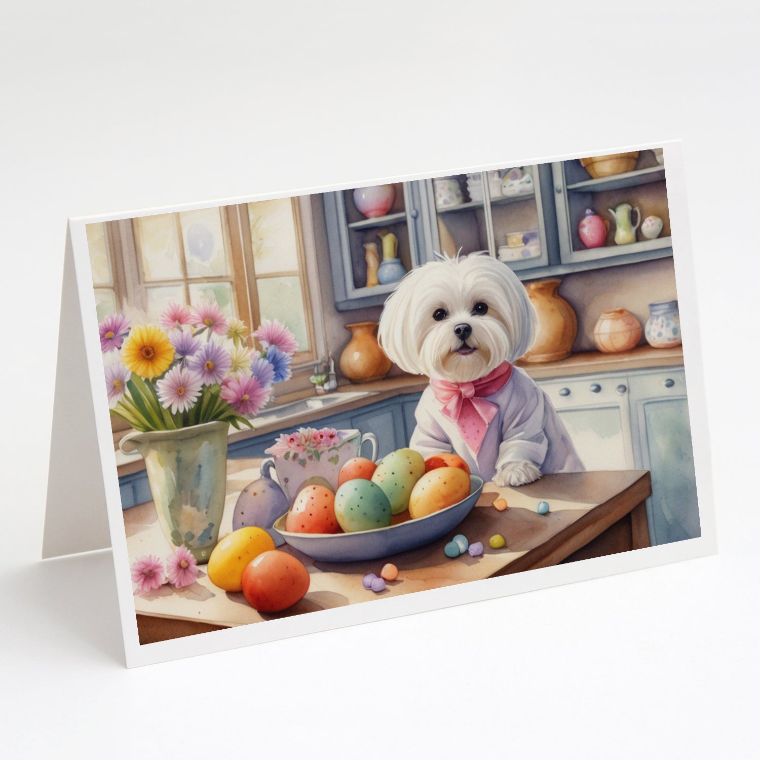 Buy this Decorating Easter Maltese Greeting Cards Pack of 8