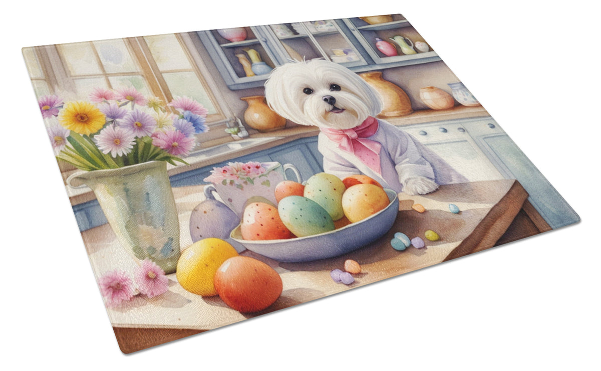 Buy this Decorating Easter Maltese Glass Cutting Board