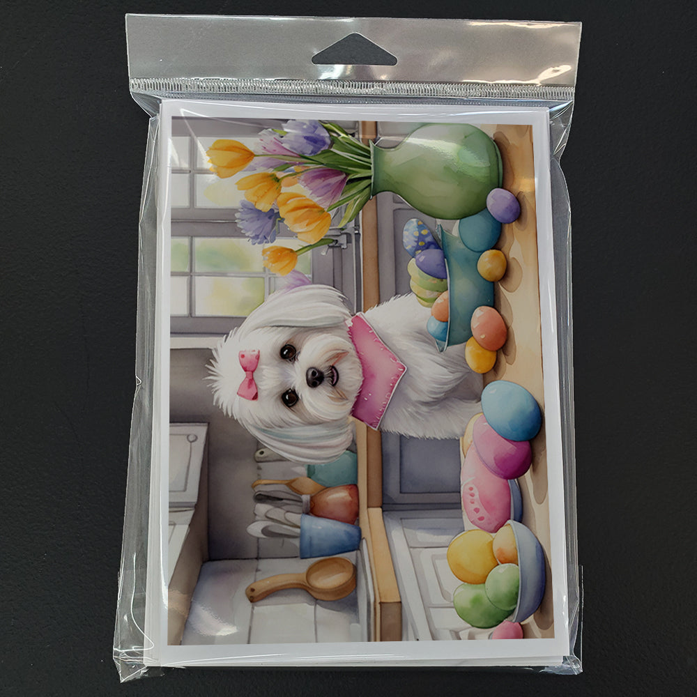 Decorating Easter Maltese Greeting Cards Pack of 8