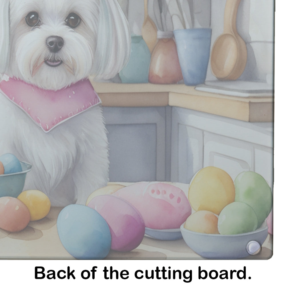 Decorating Easter Maltese Glass Cutting Board