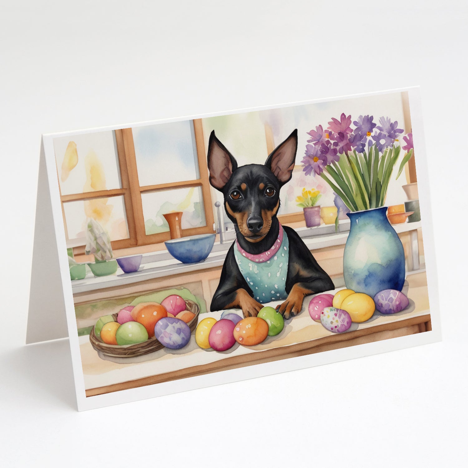 Buy this Decorating Easter Manchester Terrier Greeting Cards Pack of 8