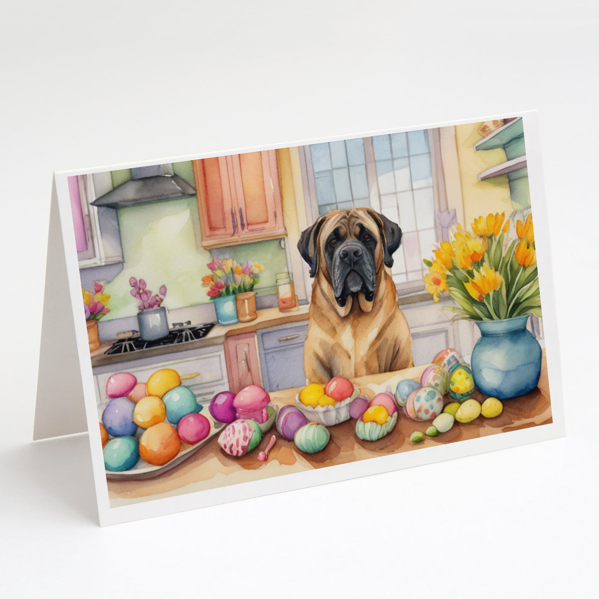 Buy this Decorating Easter Mastiff Greeting Cards Pack of 8