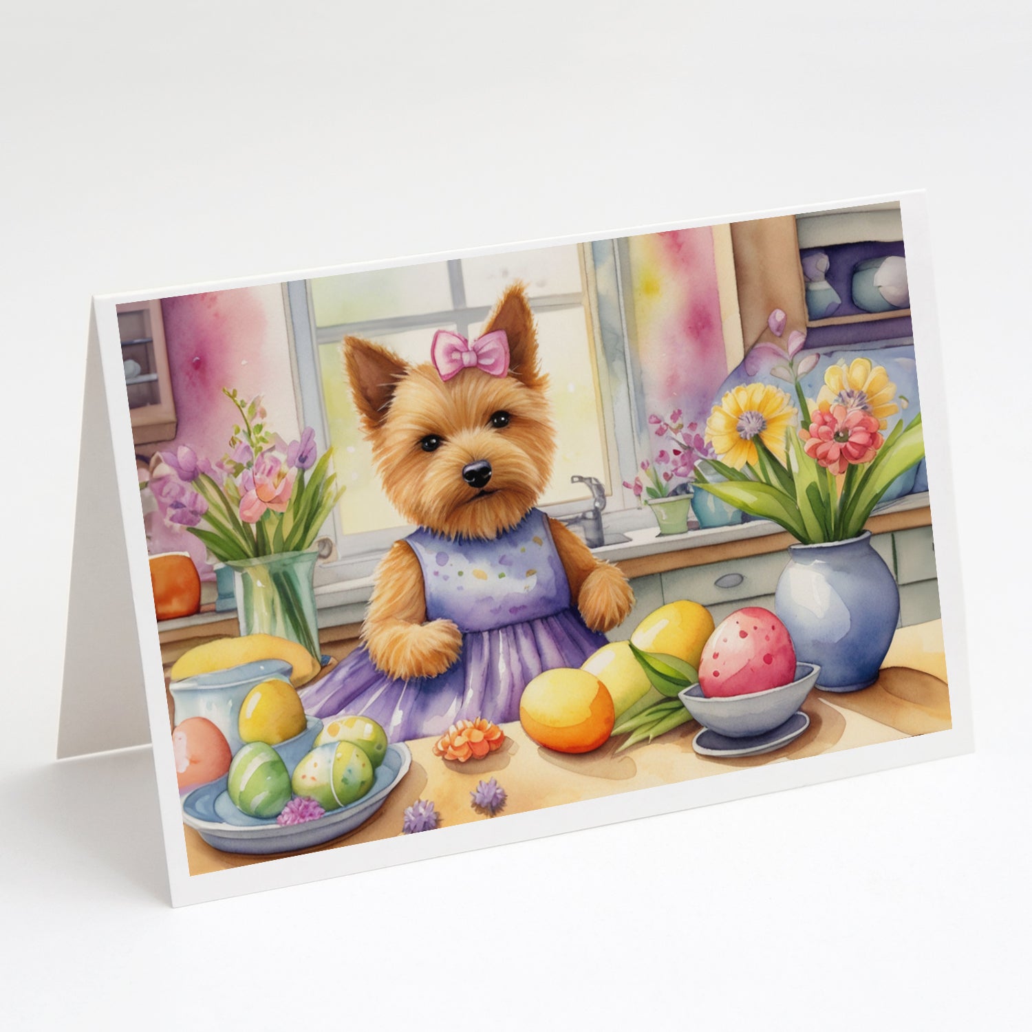 Buy this Decorating Easter Norwich Terrier Greeting Cards Pack of 8