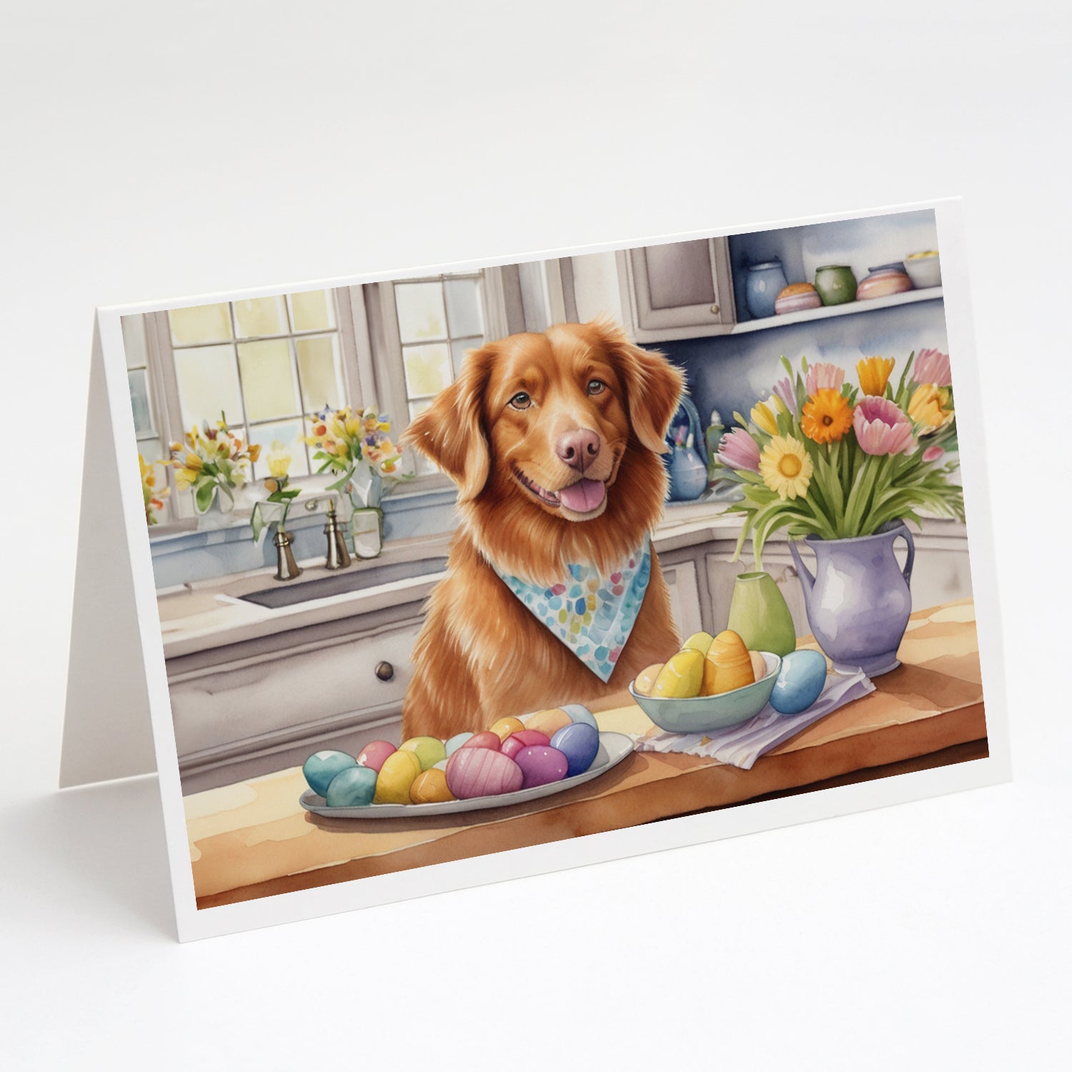 Buy this Decorating Easter Nova Scotia Duck Tolling Retriever Greeting Cards Pack of 8