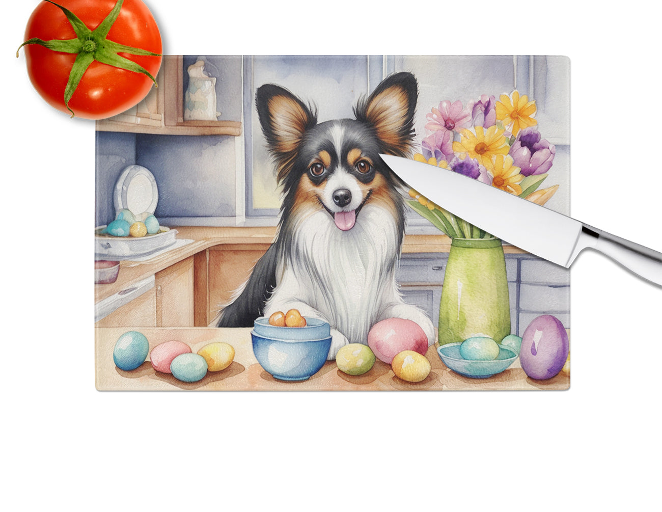 Decorating Easter Papillon Glass Cutting Board
