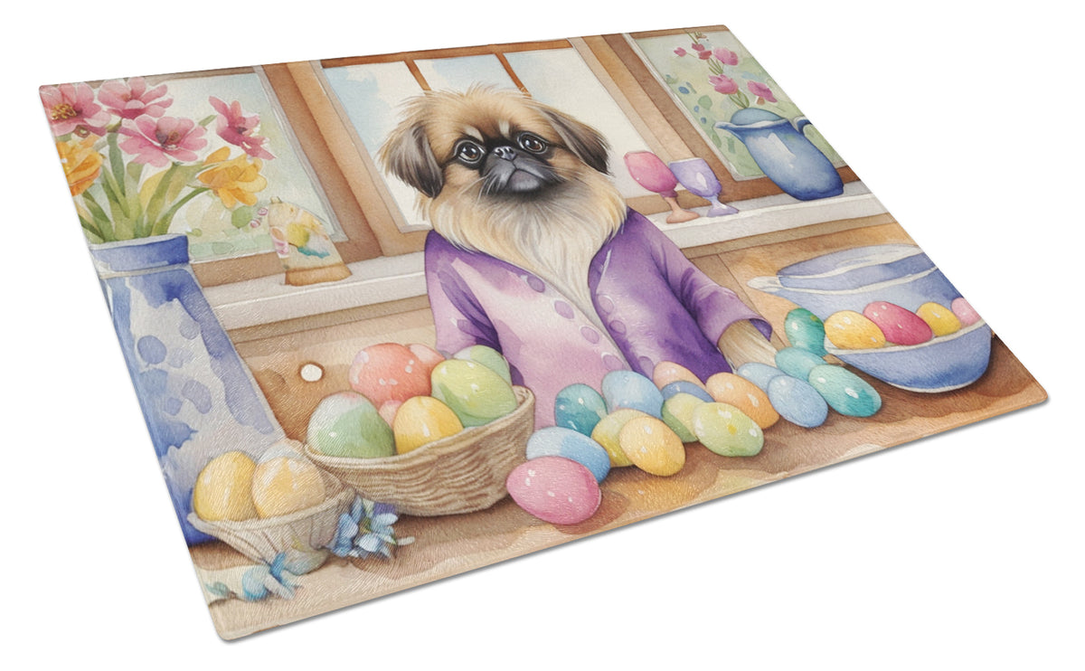 Buy this Decorating Easter Pekingese Glass Cutting Board