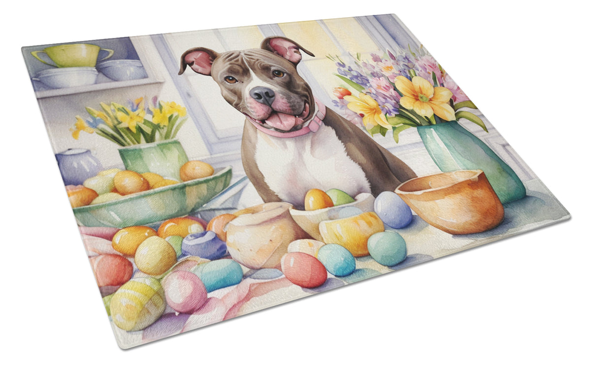 Buy this Decorating Easter Pit Bull Terrier Glass Cutting Board