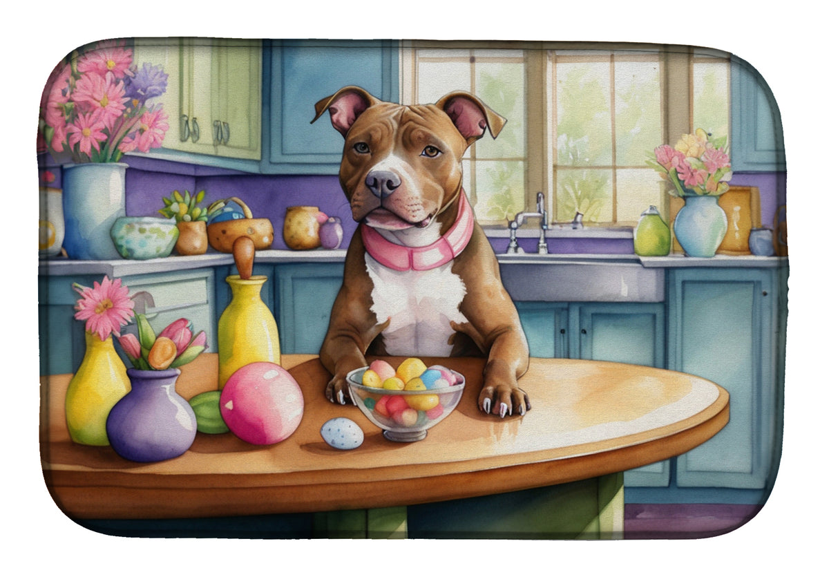 Buy this Decorating Easter Pit Bull Terrier Dish Drying Mat