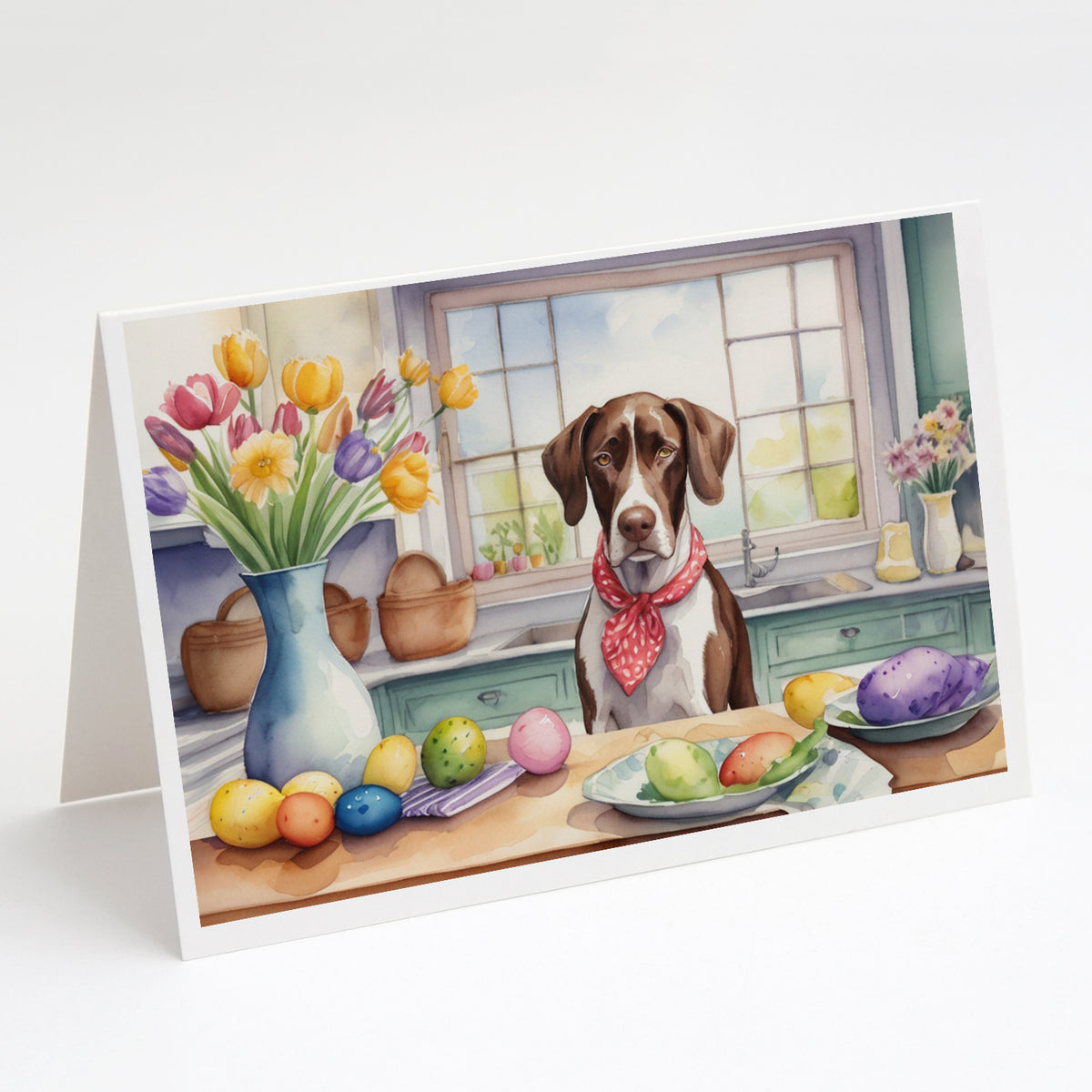 Buy this Decorating Easter Pointer Greeting Cards Pack of 8