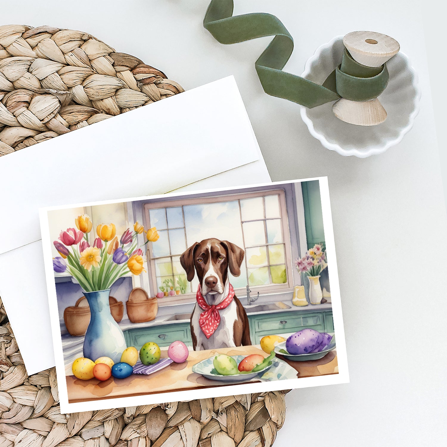 Decorating Easter Pointer Greeting Cards Pack of 8