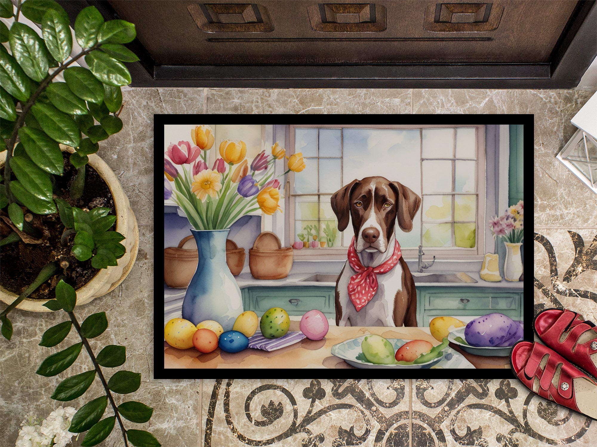 Decorating Easter Pointer Doormat