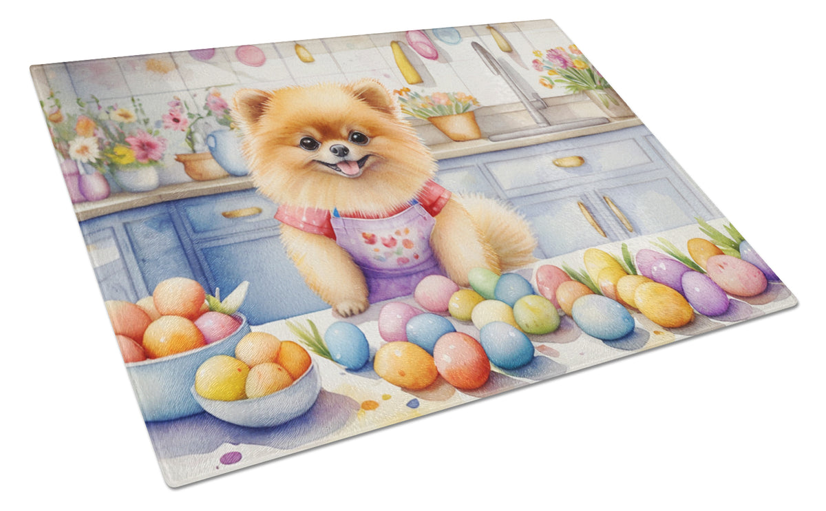 Buy this Decorating Easter Pomeranian Glass Cutting Board