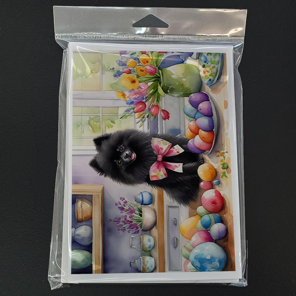 Decorating Easter Pomeranian Greeting Cards Pack of 8