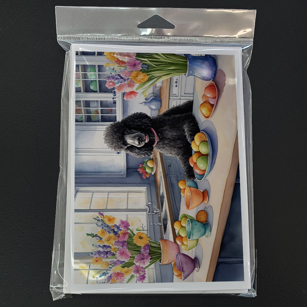 Decorating Easter Black Poodle Greeting Cards Pack of 8