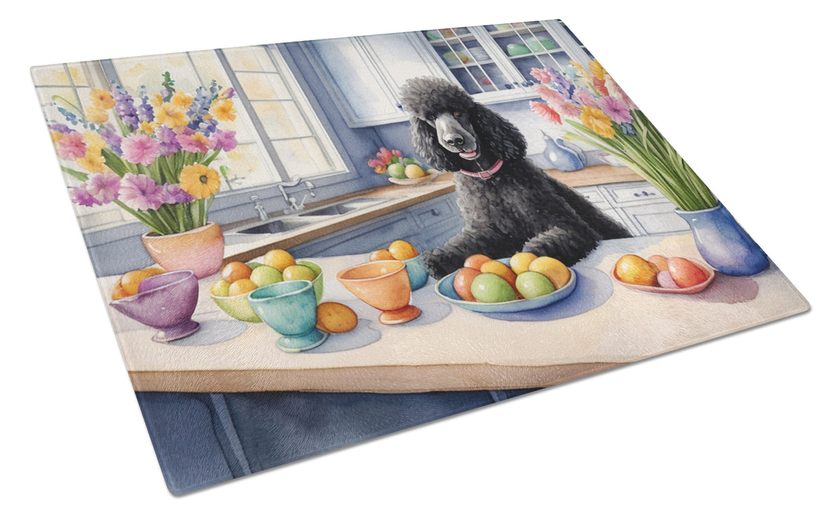 Buy this Decorating Easter Black Poodle Glass Cutting Board