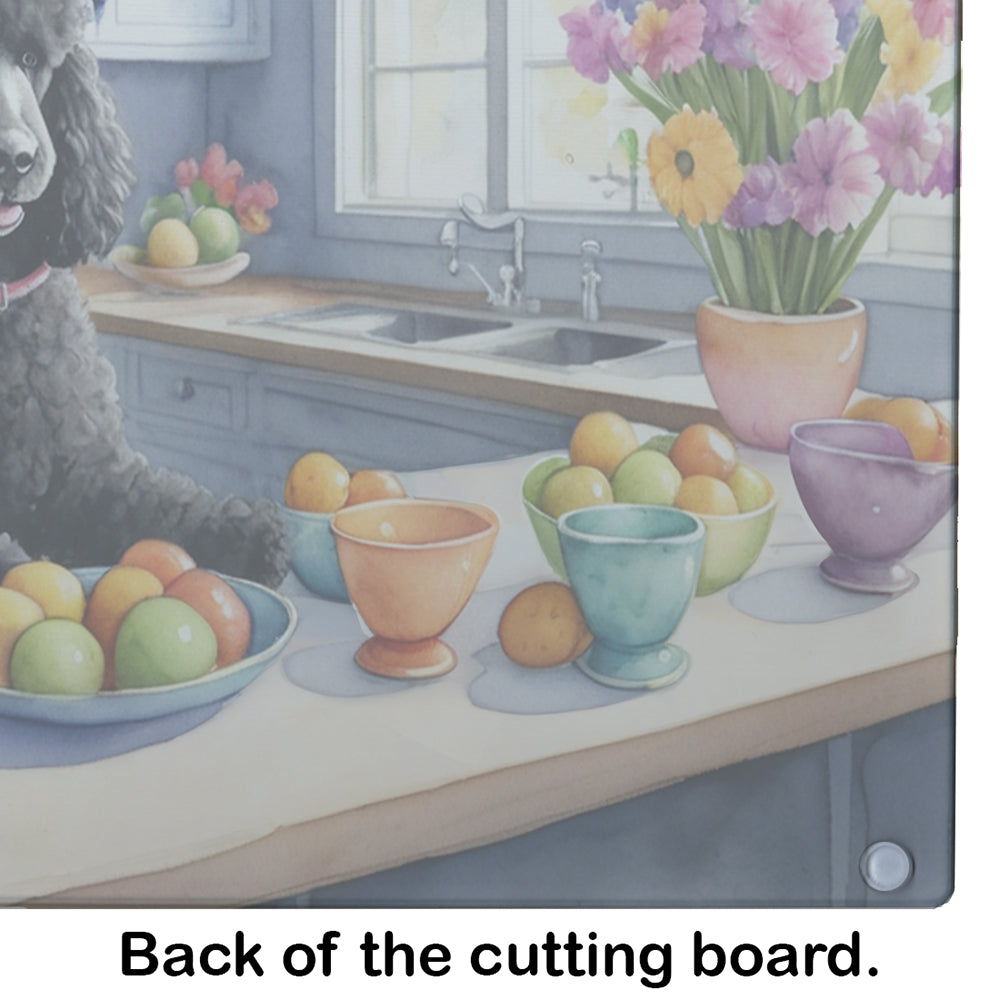 Decorating Easter Black Poodle Glass Cutting Board