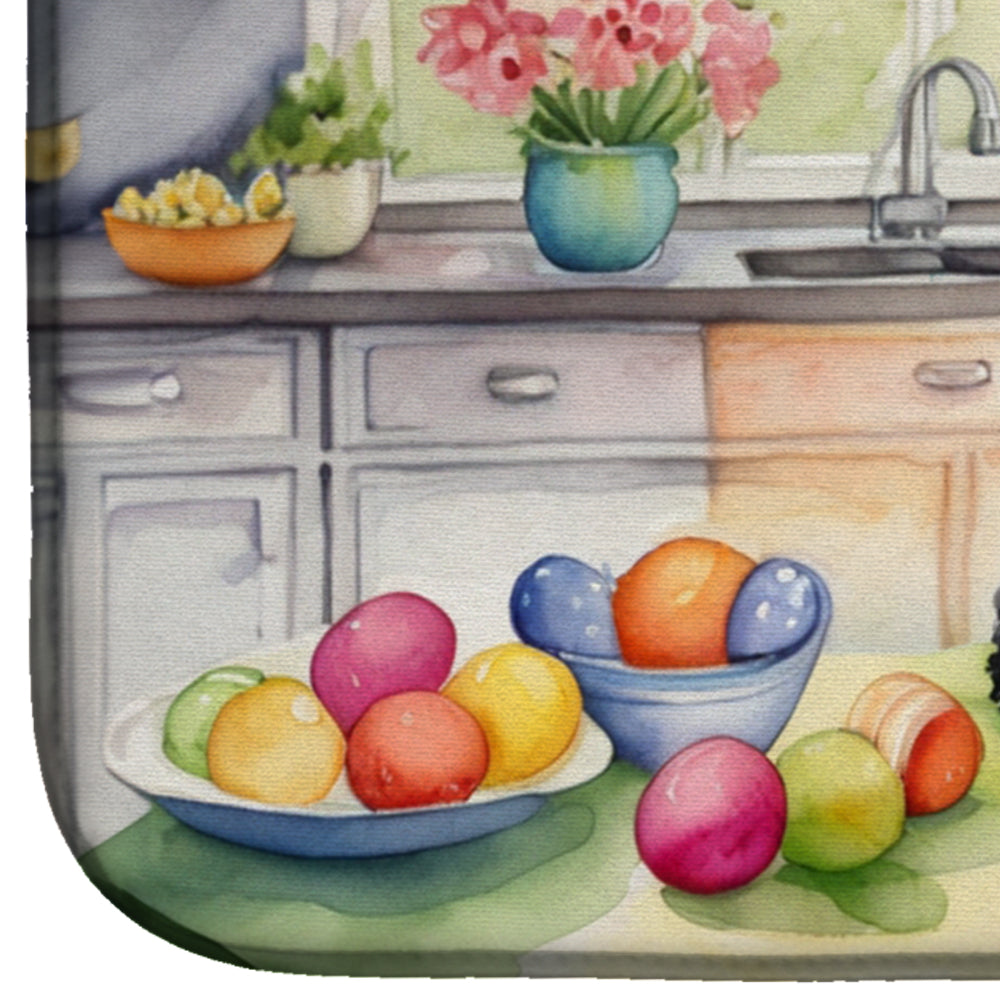 Decorating Easter Black Poodle Dish Drying Mat