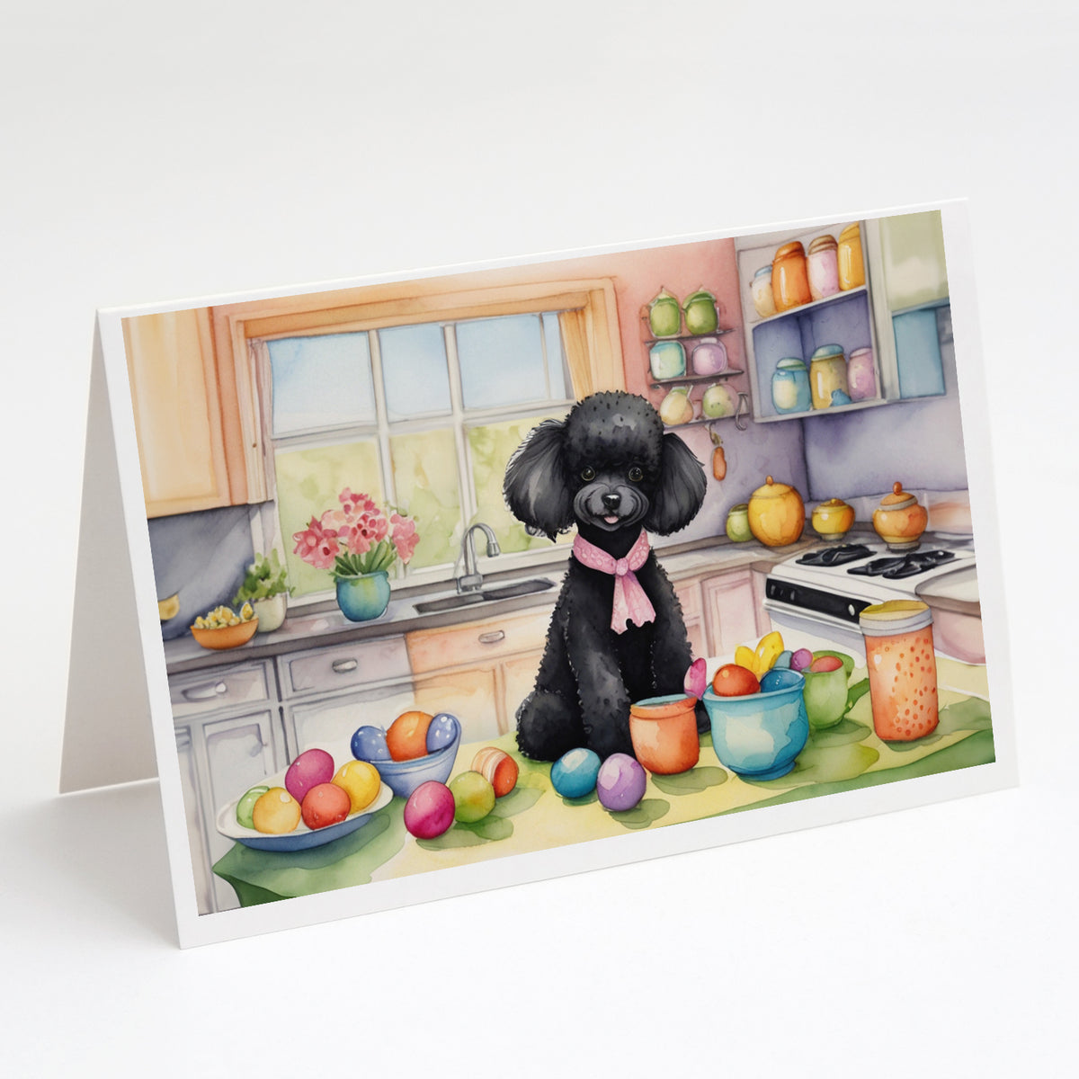 Buy this Decorating Easter Black Poodle Greeting Cards Pack of 8