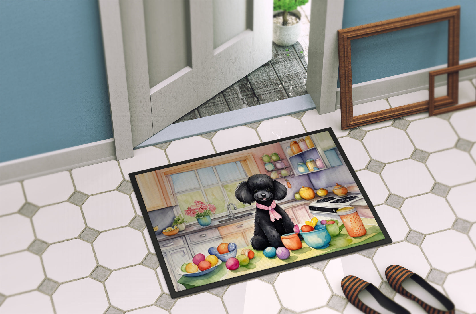 Decorating Easter Black Poodle Doormat